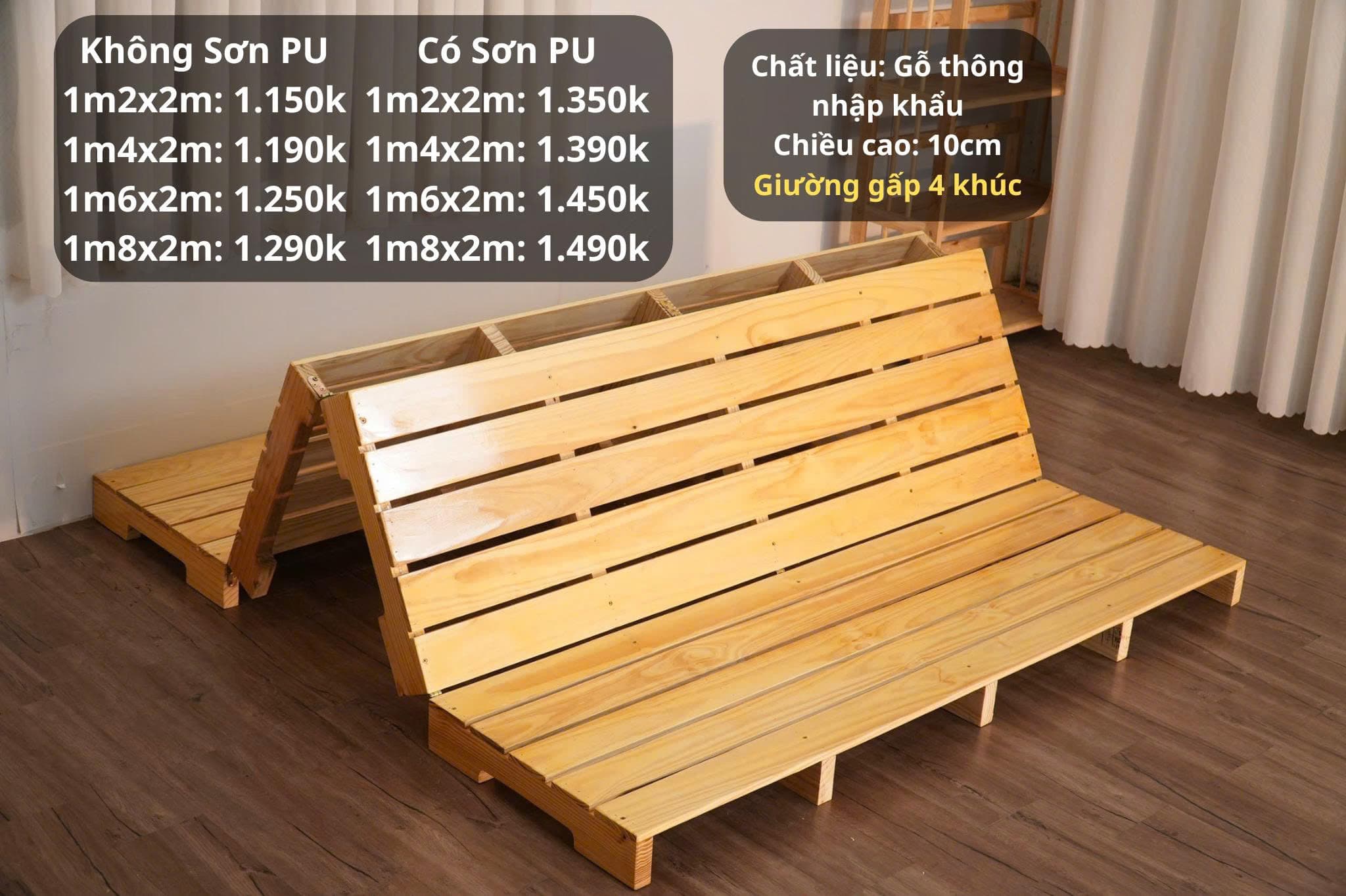 Giường pallet gấp 4 khúc