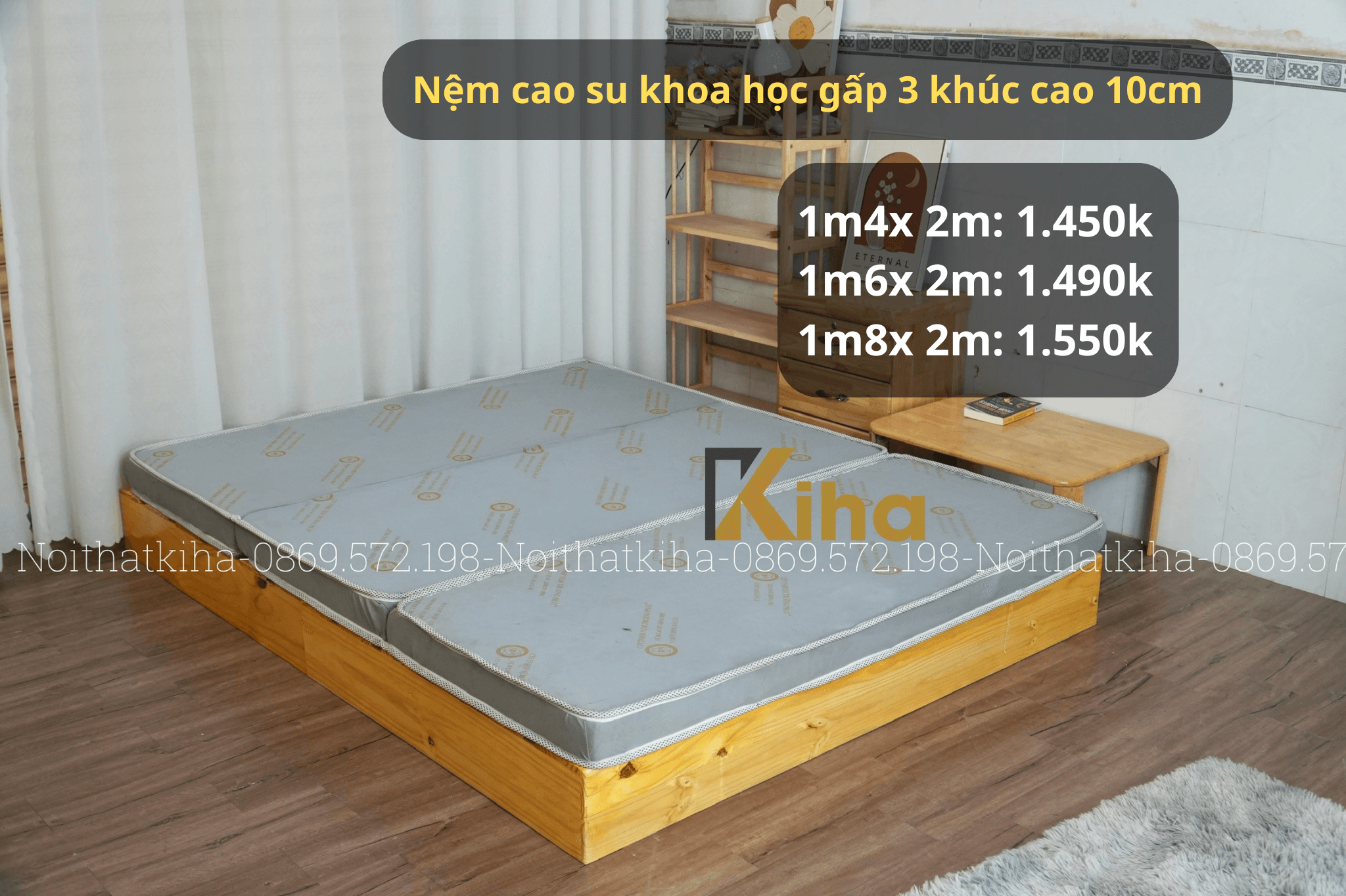 Nệm cao su gấp 3 khúc