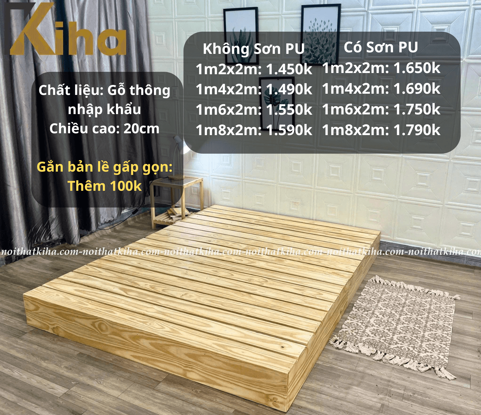 Giường pallet hộp 20cm