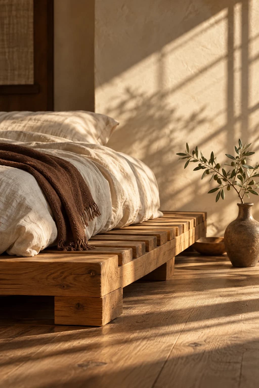 Một góc nghỉ với giường gỗ pallet